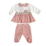 Tutina Spezzata In Ciniglia Rosa Antico Neonata Teto e Tatta CL1302 - TETO E TATTA - LuxuryKids