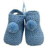 Calzini Scarpetta In Caldo Cotone Con Pon Pon In Lana Neonato-a SARDON  VE332 - SARDON - LuxuryKids