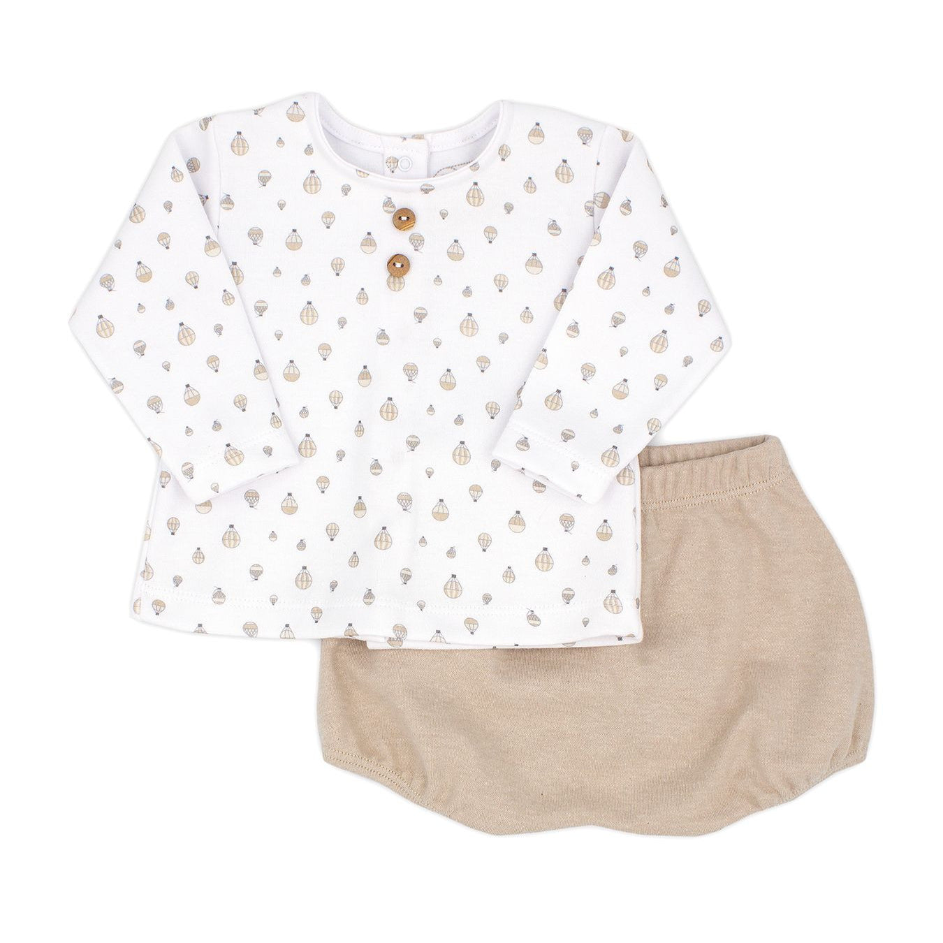 Completo Pratico 2 pezzi in Caldo Cotone Neonato Beige Rapife 5514 - RAPIFE - LuxuryKids