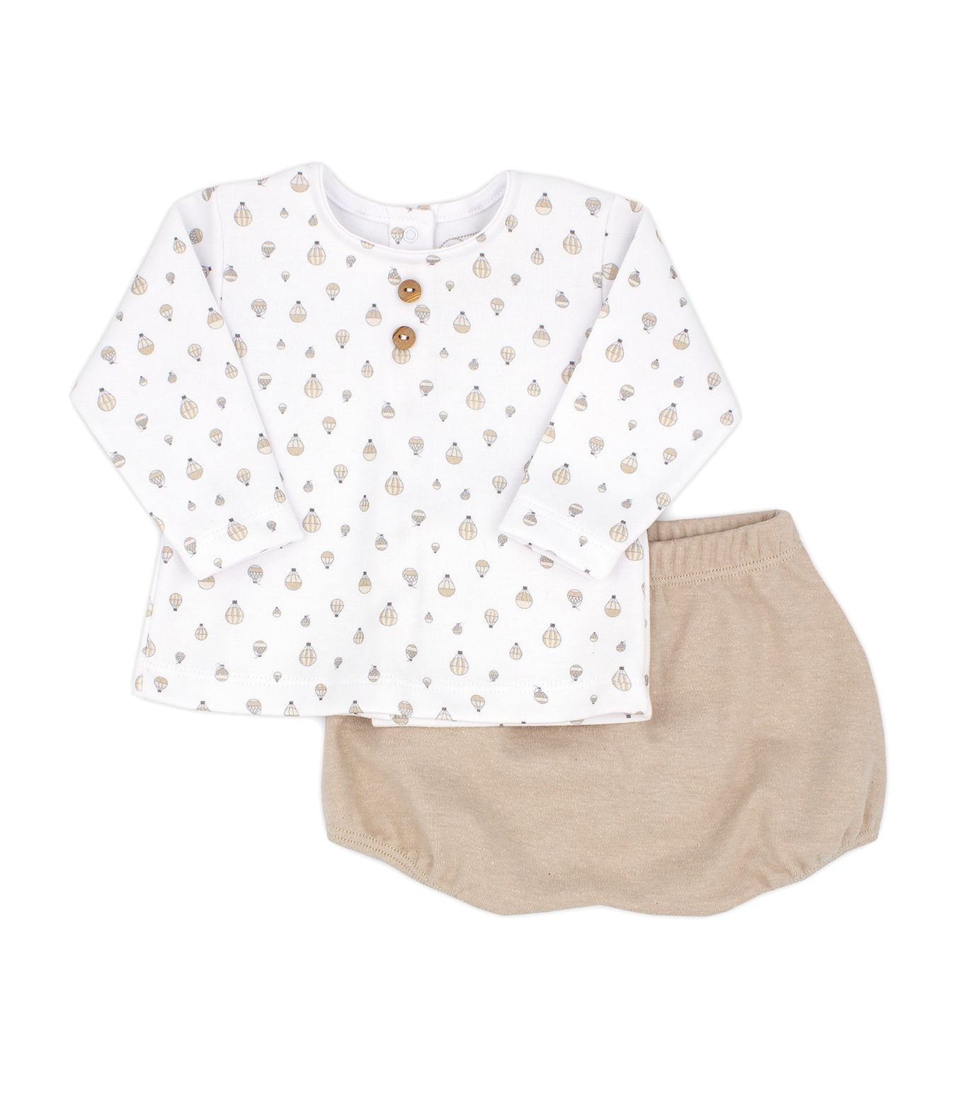 Completo Pratico 2 pezzi in Caldo Cotone Neonato Beige Rapife 5514 - RAPIFE - LuxuryKids