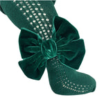 Calza In Caldo Cotone Traforata Con Fiocco In Velluto Bambina  MEIA PATA 2050 - MEIA PATA - LuxuryKids