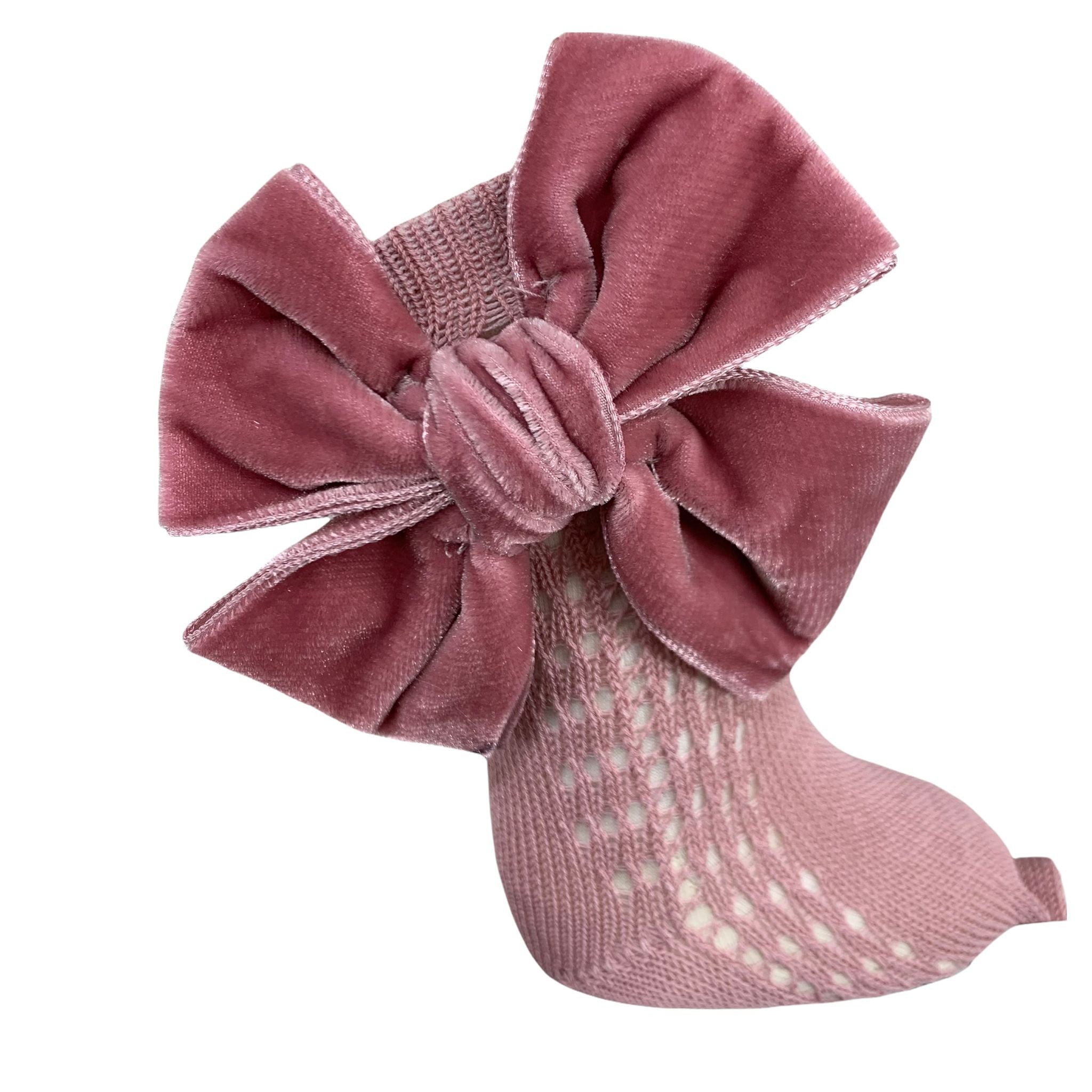 Calza Lunga In Caldo Cotone Con Fiocco In Velluto Neonata MEIA PATA 1095 - MEIA PATA - LuxuryKids