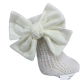 Calza Lunga In Caldo Cotone Con Fiocco In Velluto Bambina MEIA PATA 1095 - MEIA PATA - LuxuryKids
