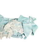 Cullotte in Velluto Turchese con Pizzo Bambina Phi Clothing 21504 - PHY CLOTHING - LuxuryKids