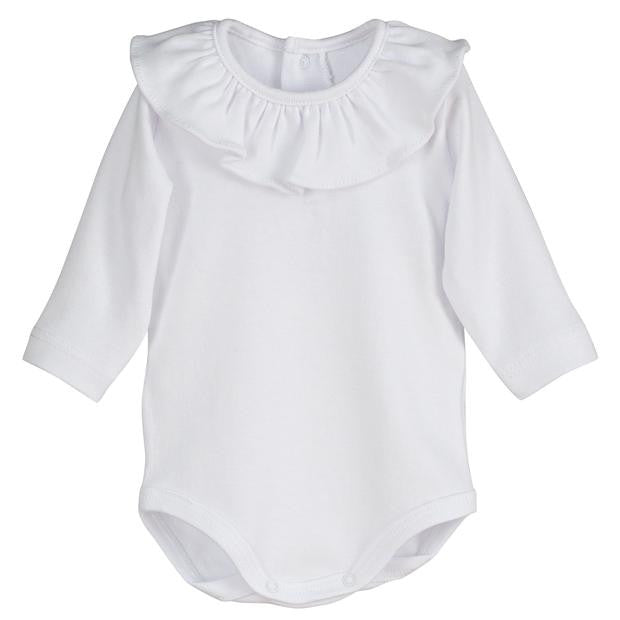 Body Manica Lunga In Caldo Cotone con Collo Volante Neonata Calmaro19085BO - CALAMARO - LuxuryKids