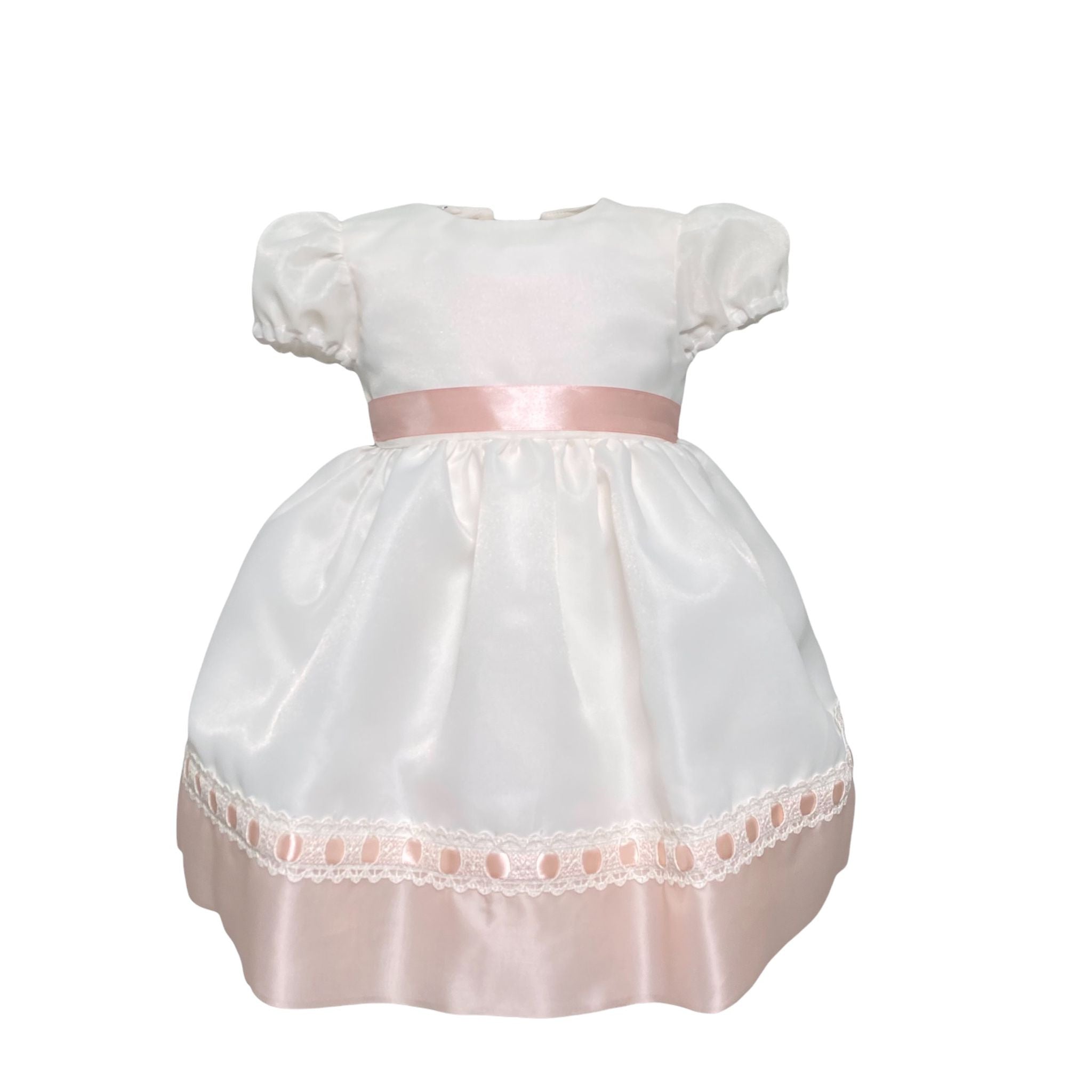 Abito Elegante In Organza Panna E Rosa Neonata ISABEL 3400 - ISABEL - LuxuryKids