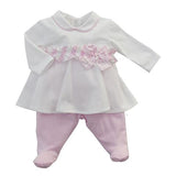 Tutina Spezzata In Cotone Bianca E Rosa Neonata NINNAOH E2216C - NINNAOH - LuxuryKids