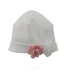 Cappello In Cotone Bianco Con Fiori Neonata NINNAOH E2205 - NINNAOH - LuxuryKids