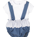 Completo Con Salopette In Denim E Maglia Bambina CALAMARO 17710 - CALAMARO - LuxuryKids