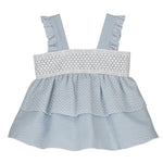 Abito Con Bretelle Celeste A Pois Neonata CALAMARO 21215 - CALAMARO - LuxuryKids