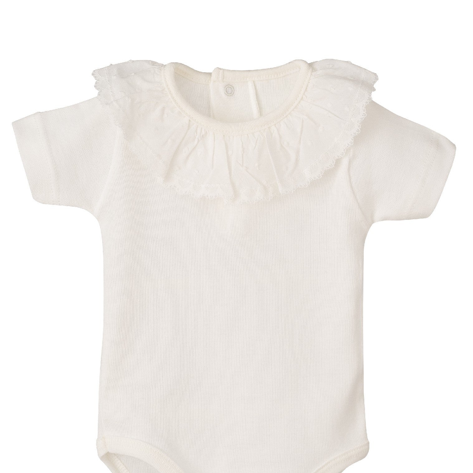 Body In Cotone Mezza Manica Con Collo Rouche Neonata CALAMARO 19068 - CALAMARO - LuxuryKids