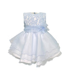 Abito Elegante Smanicato Con Corpetto In Pizzo Celeste Neonata BUFI B1194A - BUFI - LuxuryKids