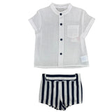 Completo Camicia E Bermuda In Cotone A Righe Neonato DEL SUR 0275R - DEL SUR - LuxuryKids