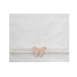 Lenzuolino Per Carrozzina In Cotone Bianco Con Farfalla Beige Neonata NINNAOH E22LE9 - NINNAOH - LuxuryKids