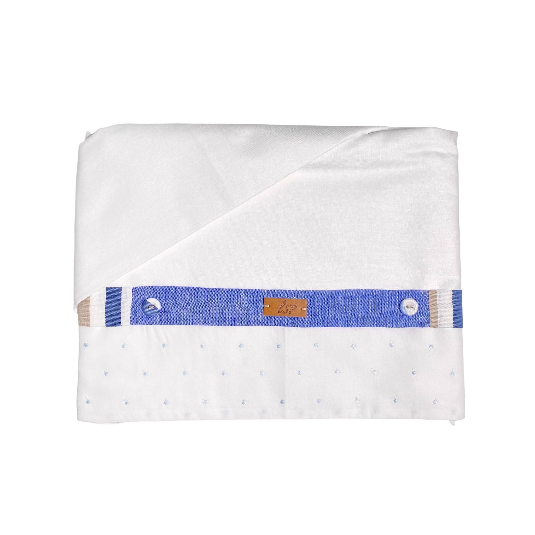 Lenzuolino Per Carrozzina In Cotone Bianco A Pois Celeste Neonato LA SARTORIA DEI PICCOLI LL115 - LA SARTORIA DEI PICCOLI - LuxuryKids