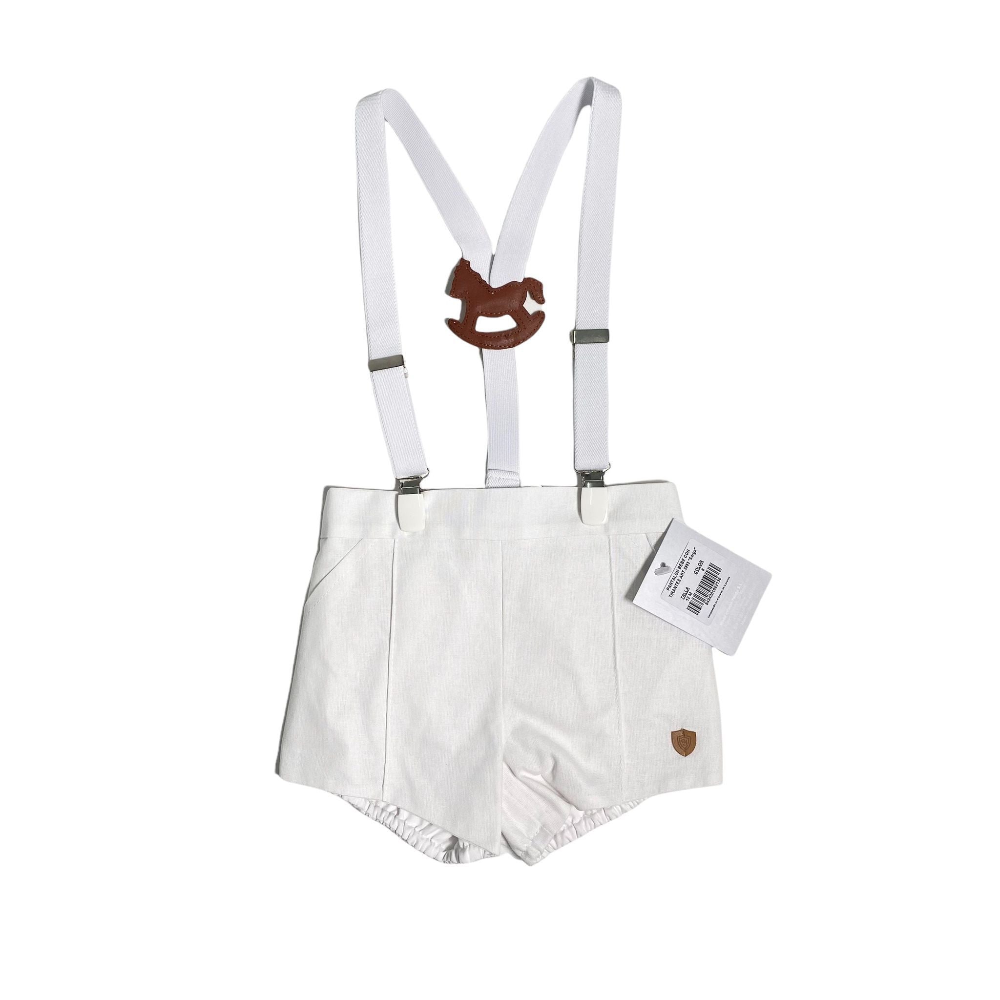 Pantaloncino Corto In Cotone Con Bretelle E Cavalluccio Neonato YOEDU 3993 - YOEDU - LuxuryKids