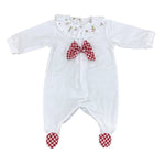 Tutina Intera In Cotone Bianca Con Fiocco Rosso Neonata TETO E TATTA TU1620 - TETO E TATTA - LuxuryKids