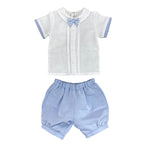 Completo Con Bermuda E camicia In Misto Lino Celeste Neonato TETO E TATTA CC1530 - TETO E TATTA - LuxuryKids