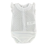 Camicia A Body In Cotone Plumetis Mezza Manica Neonata CALAMARO 19103 - CALAMARO - LuxuryKids