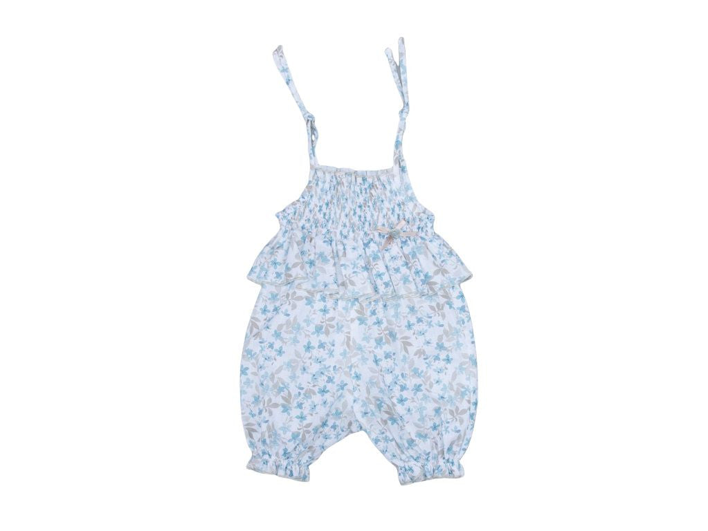 Salopette In Cotone A Fantasia Floreale Con Balza Neonata GRANLEI 436 - GRANLEI - LuxuryKids