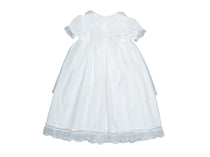 Abito Lungo Battesimale Manica Corta Con Tulle Panna Neonata GRANLEI 281 - GRANLEI - LuxuryKids
