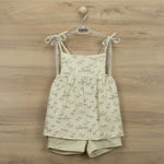 Completo Con Bermuda E Top In Cotone Beige Con Stampa Neonata BABIDU 43483 - BABIDU - LuxuryKids
