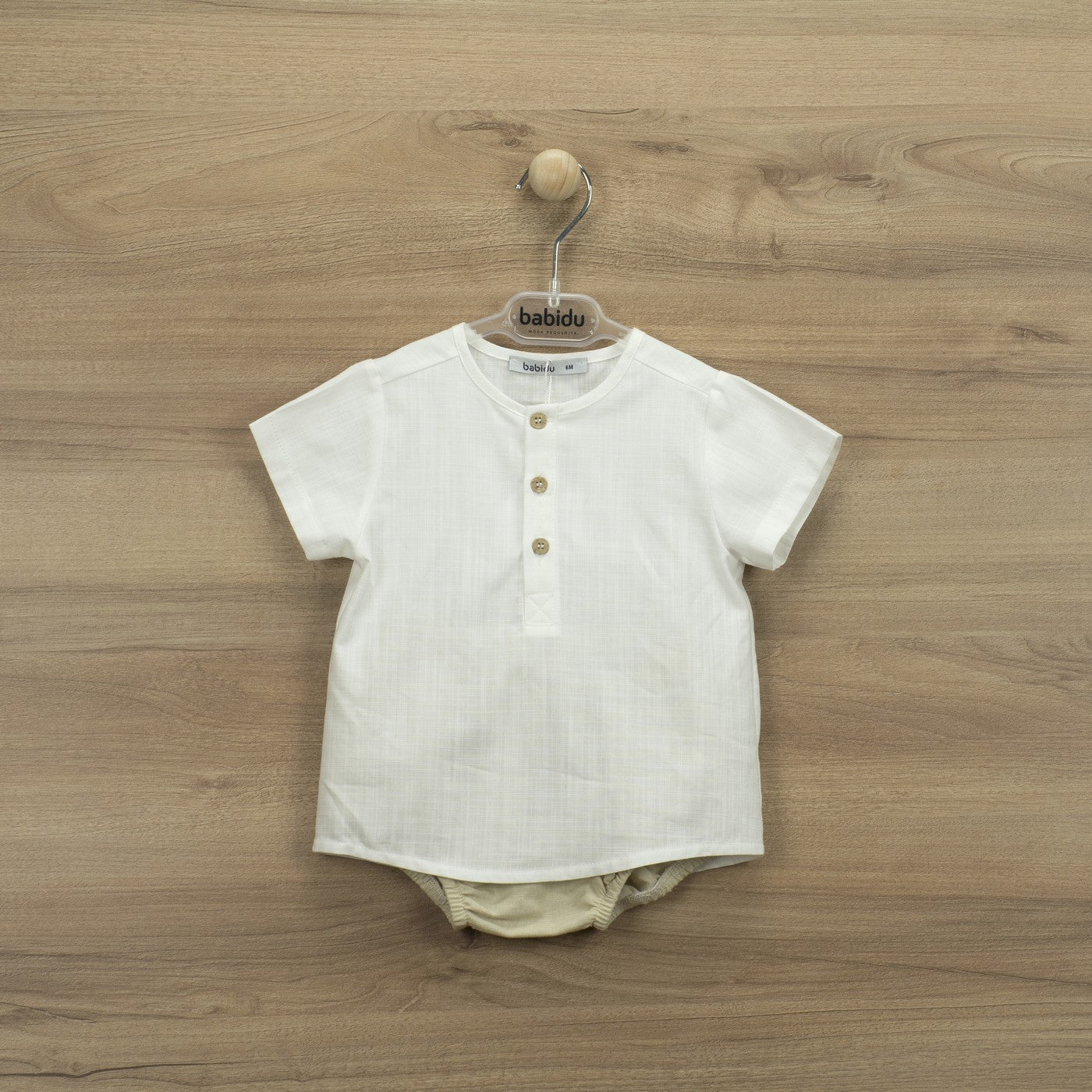 Completo Camicia Mezza Manica E Culotte In Misto Lino Neonato BABIDU 43491 - BABIDU - LuxuryKids