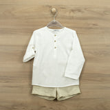 Completo Camicia E Bermuda In Misto Lino Beige Bambino BABIDU 45491 - BABIDU - LuxuryKids