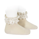 Calzini In Cotone Corti Con Pizzo E Fiocco Bambina CONDOR 484C - Condor - LuxuryKids