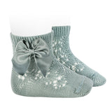 Calzini In Filo Di Cotone Corti Traforati Con Fiocco Bambina CONDOR 2506C - Condor - LuxuryKids