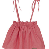 Salopette Gonna Con Spalline In Cotone Rosso Bambina CALAMARO 60001 - CALAMARO - LuxuryKids