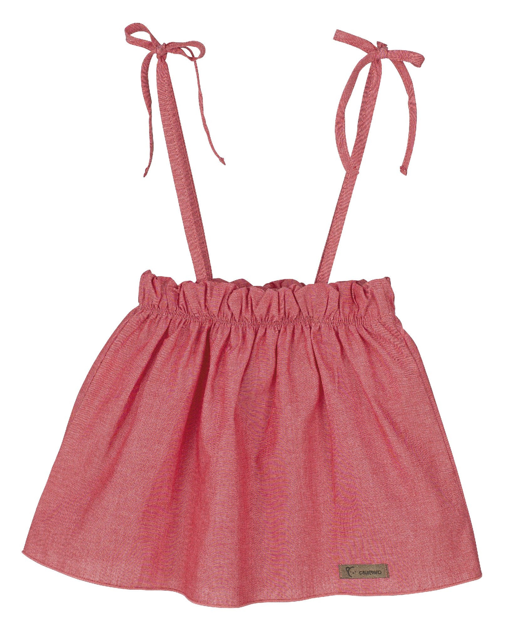 Salopette Gonna Con Spalline In Cotone Rosso Bambina CALAMARO 60001 - CALAMARO - LuxuryKids