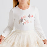 Gonna In Cotone Con Tulle Ricamato Beige Bambina MAYORAL 3904 - MAYORAL - LuxuryKids