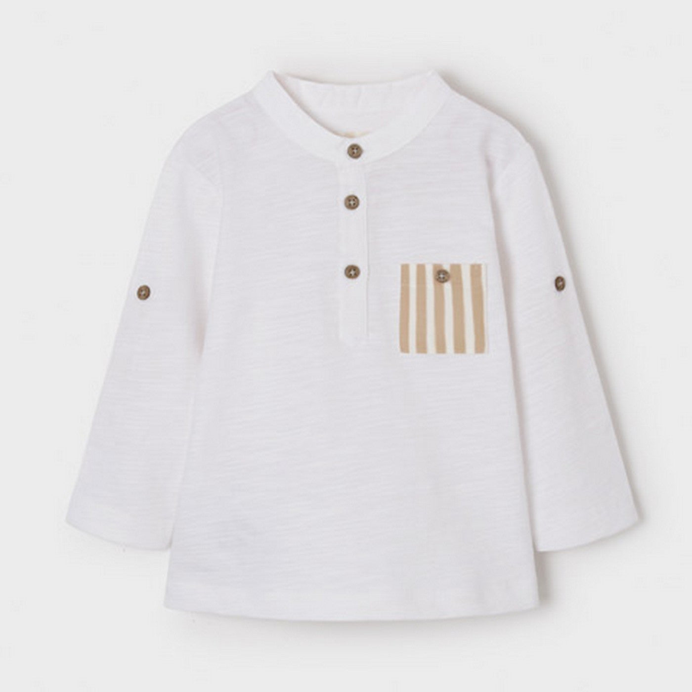 Maglietta Manica Lunga Risvoltabile Bianca In Cotone Neonato MAYORAL 1018 - MAYORAL - LuxuryKids