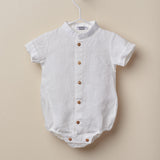 Camicia Body In Lino Con Collo Coreano Neonato Wedoble 07916 - WEDOBLE - LuxuryKids