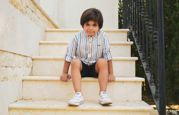 Camicia Manica Lunga In Cotone Con Fantasia A Righe Bambino JOSè VARON 42181 - JOSè VARON - LuxuryKids