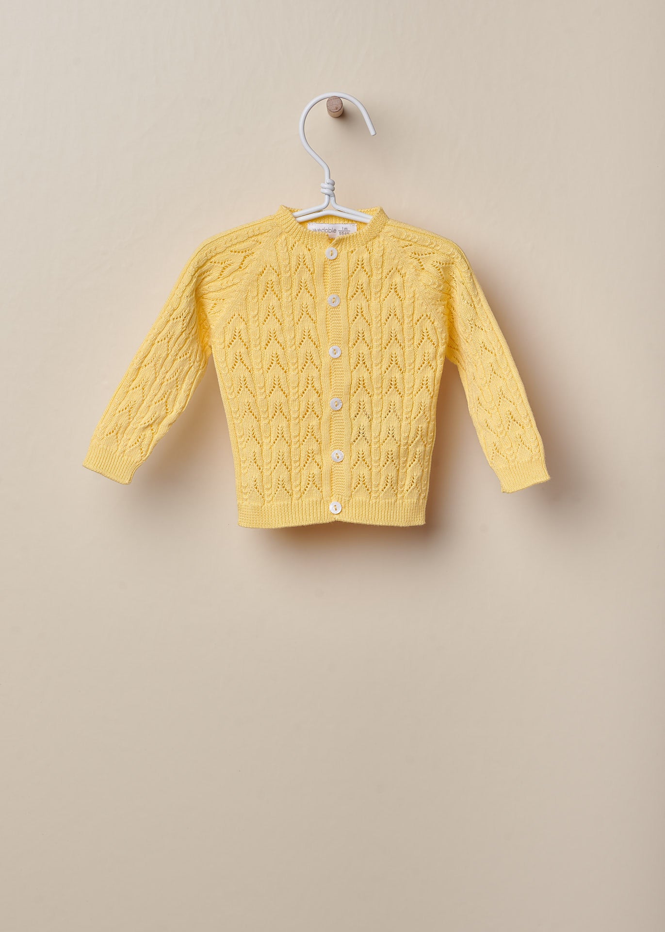 Cardigan In Filo Traforato E Lavorato Neonata WEDOBLE 06308A - WEDOBLE - LuxuryKids