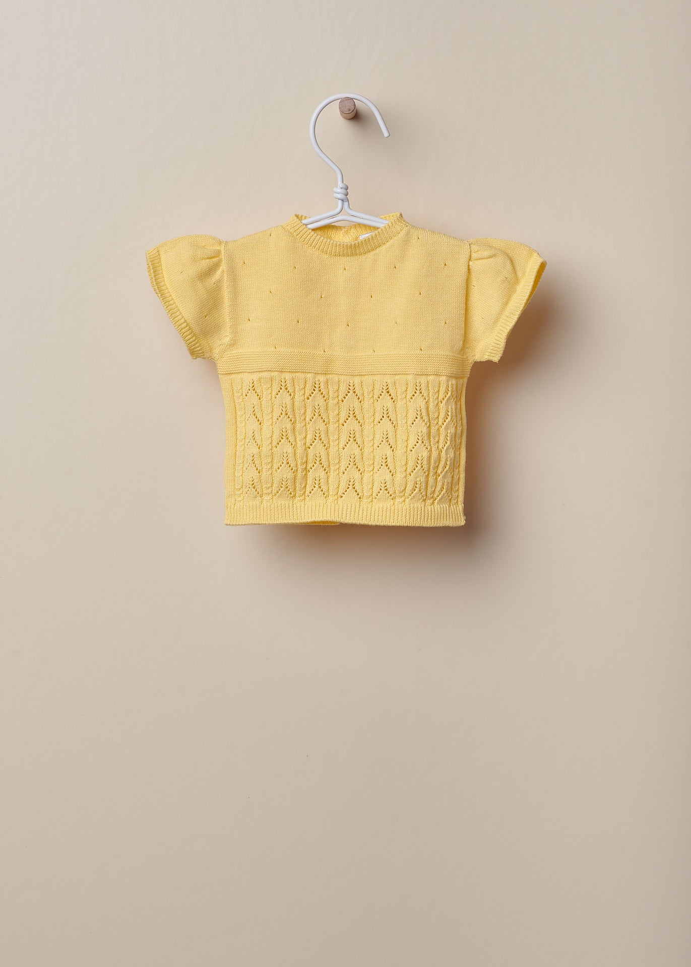 Maglietta Mezza Manica A sbuffo In Filo Con Traforatura Neonata WEDOBLE 06301B - WEDOBLE - LuxuryKids