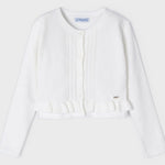 Cardigan Bianco Traforato In Cotone Bambina MAYORAL 3341 - MAYORAL - LuxuryKids