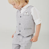 Gilet Grigio Fantasia A Righe Bianche In Filo Neonato BOBOLI 714293 - BOBOLI - LuxuryKids