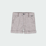 Bermuda In Lino Fantasia A Righe Bianco Grigio Bambino BOBOLI 714248 - BOBOLI - LuxuryKids
