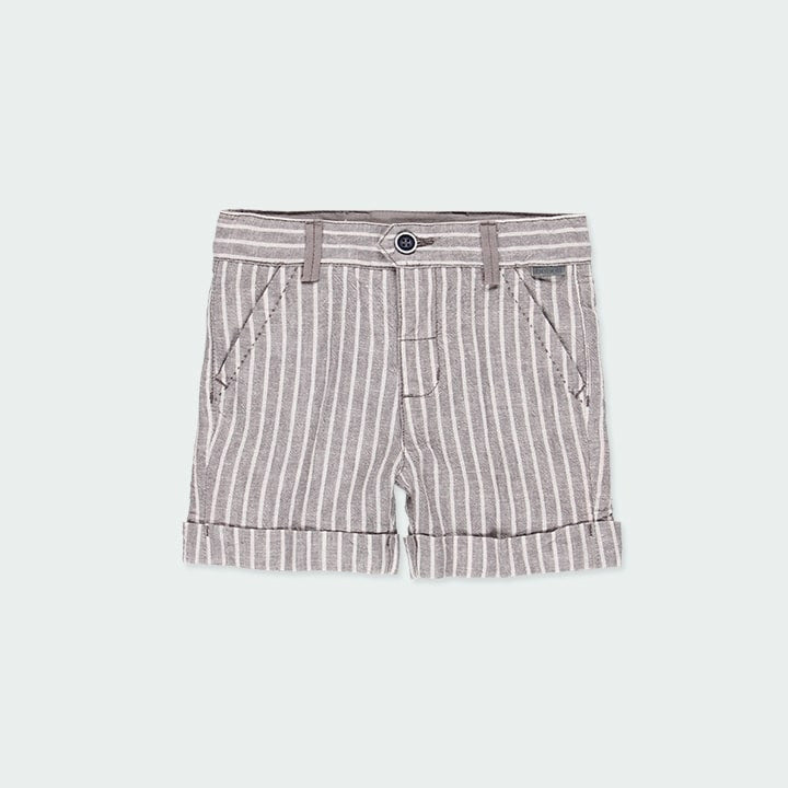 Bermuda In Lino Fantasia A Righe Bianco Grigio Bambino BOBOLI 714248 - BOBOLI - LuxuryKids