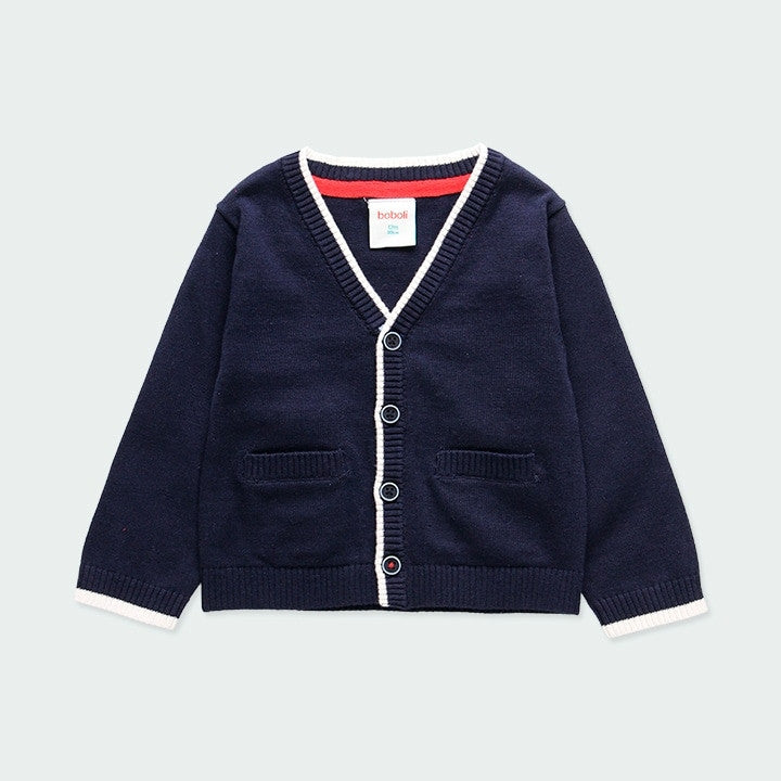 Cardigan In Cotone Con Taschine Anteriore Blu Bambino BOBOLI 714226 - BOBOLI - LuxuryKids