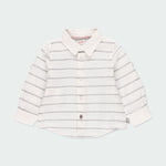 Camicia Manica Lunga Bianca Fantasia A Righe Grigio In Lino Bambino BOBOLI 71459 - BOBOLI - LuxuryKids