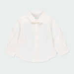 Camicia Manica Lunga In Lino Bianca Con Bottoni Coperti Bambino BOBOLI 714002 - BOBOLI - LuxuryKids