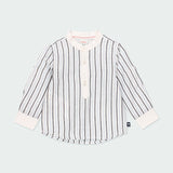 Camicia Manica Lunga Bianca In Lino Fantasia A Righe Neonato BOBOLI 714125 - BOBOLI - LuxuryKids