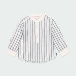 Camicia Manica Lunga Bianca In Lino Fantasia A Righe Bambino BOBOLI 714125 - BOBOLI - LuxuryKids