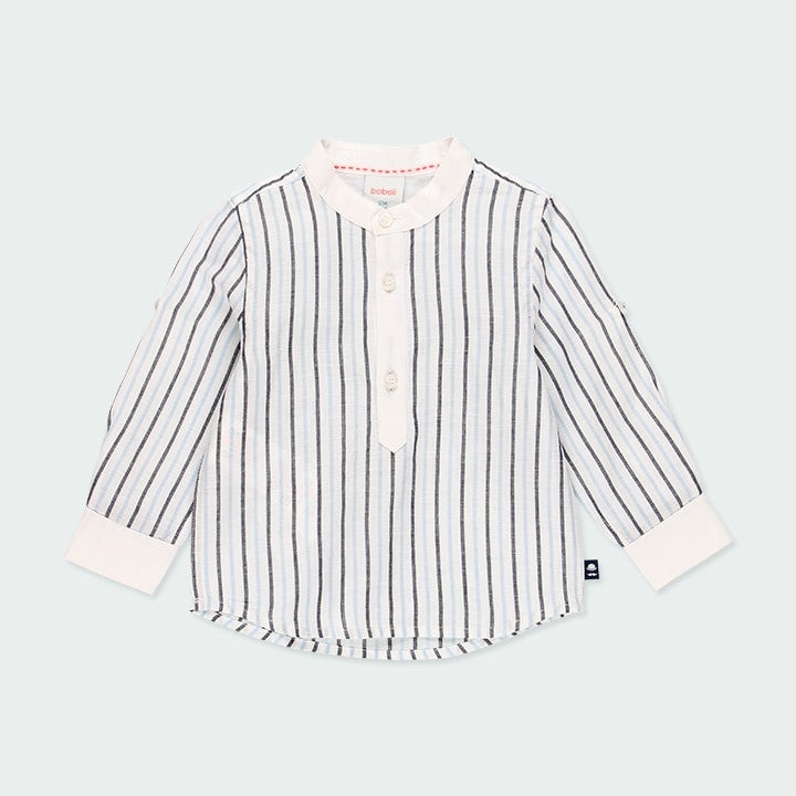 Camicia Manica Lunga Bianca In Lino Fantasia A Righe Bambino BOBOLI 714125 - BOBOLI - LuxuryKids