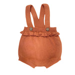 Salopette In Filo Terracotta Con Ruches Neonata WEDOBLE 09305A - WEDOBLE - LuxuryKids
