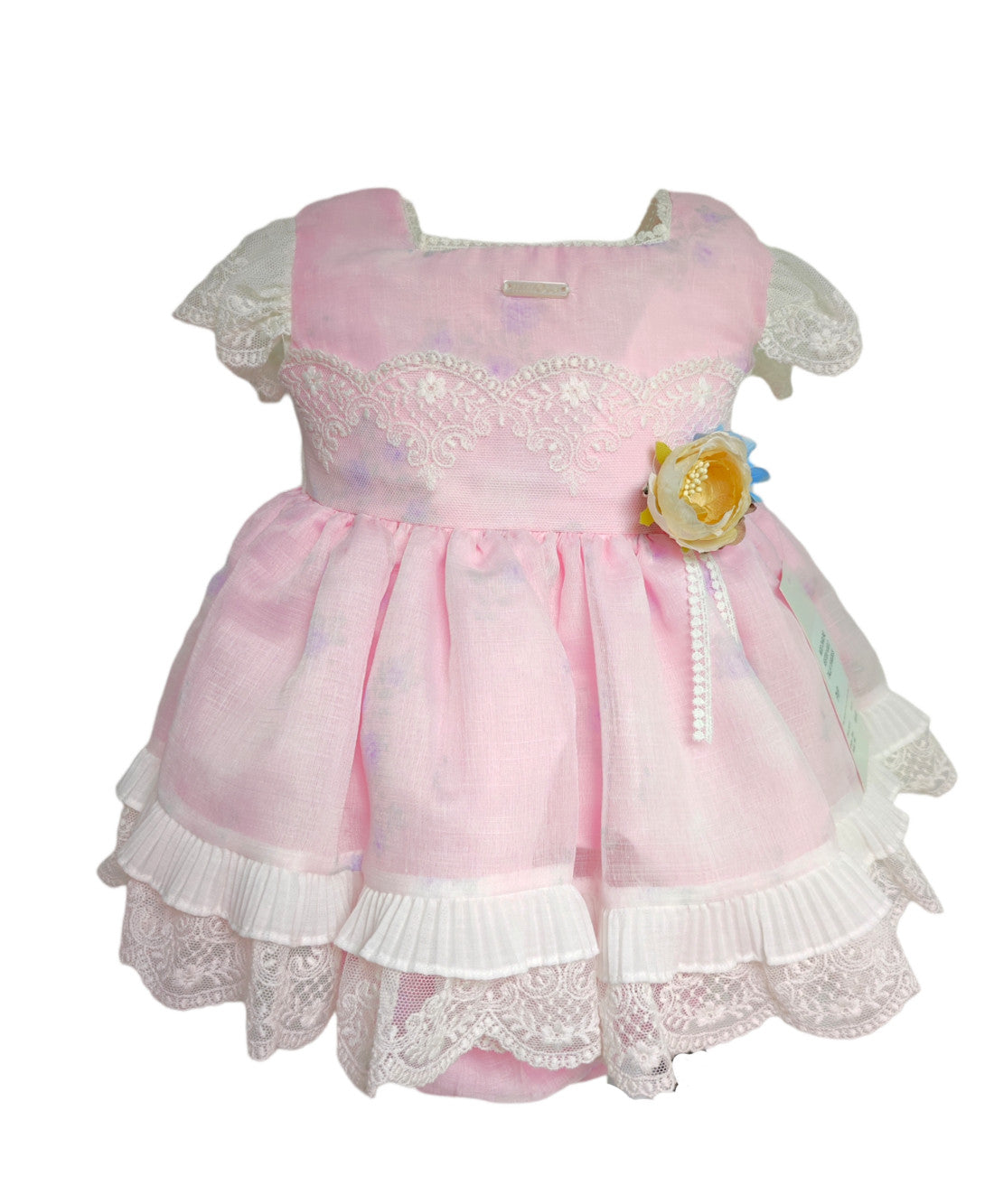 Abito Elagante Cerimonia Con Culotte In Organza Rosa Neonata MIMOSA DARLENE - MIMOSA - LuxuryKids